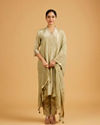 Pista Green Anarkali Suit with Embroidered Neckline And Sequin Work